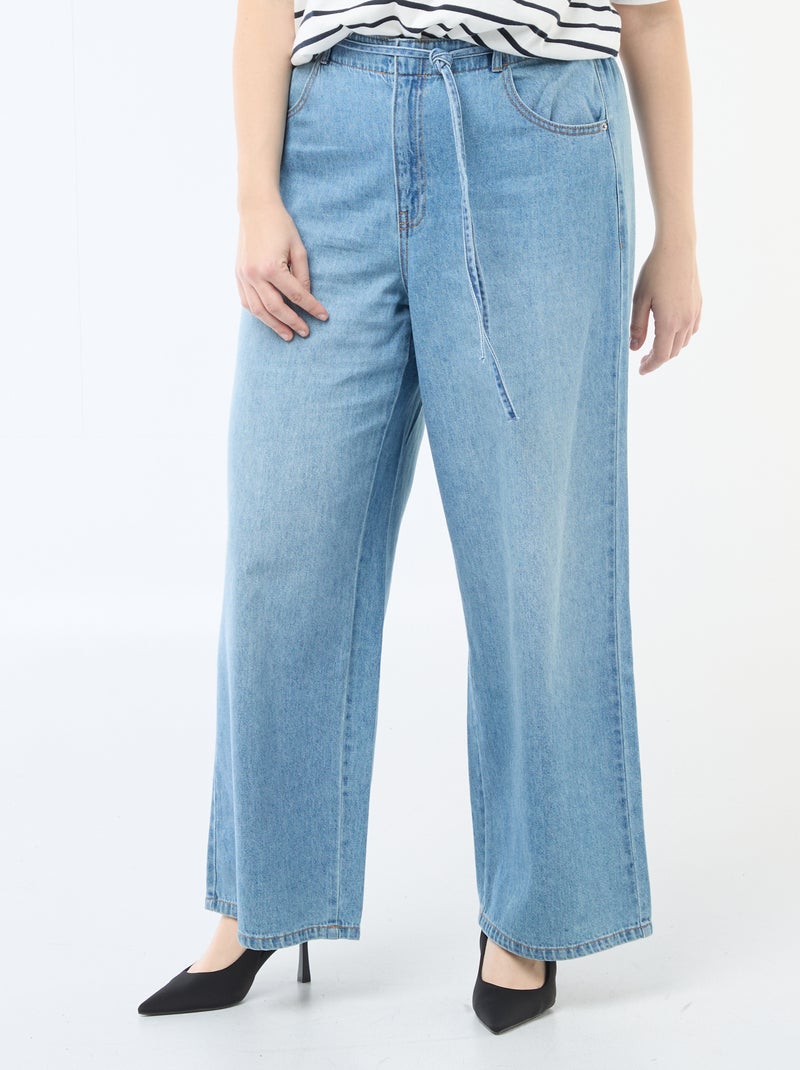 Calças de ganga / jeans de cintura baixa e corte largo Azul - Kiabi