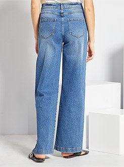 Calças de ganga largas cintura subida - Kiabi