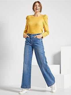 Calças de ganga largas cintura subida - Kiabi