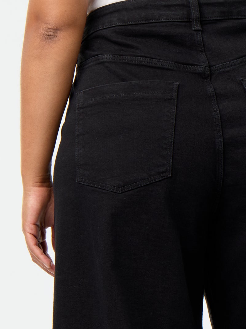 Calças de ganga largas com bolsos chapados Preto - Kiabi