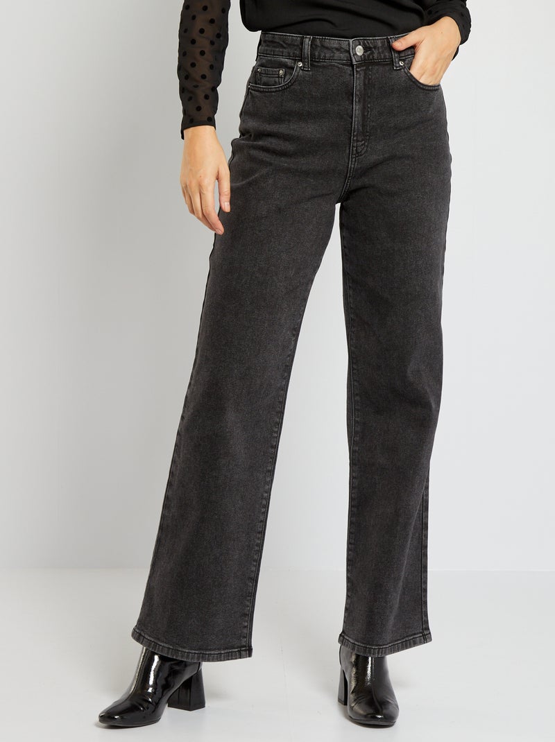 Calças de ganga largas com cintura subida Jeans Preto - Kiabi