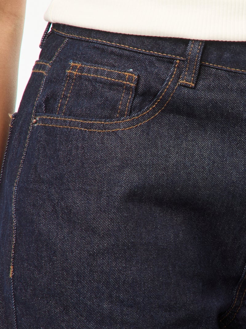 Calças de ganga largas de cintura subida com 5 bolsos Azul - Kiabi