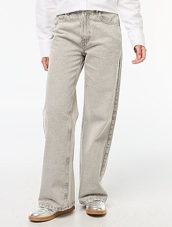 Calças de ganga largas de cintura subida com 5 bolsos