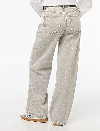 Calças de ganga largas de cintura subida com 5 bolsos