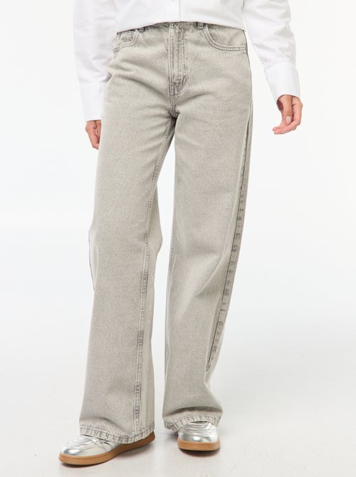 Calças de ganga largas de cintura subida com 5 bolsos - Kiabi