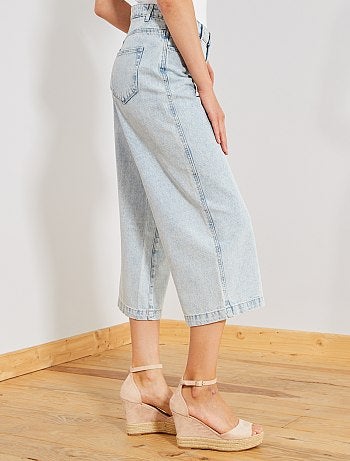 Calças de ganga largas de corte curto - Kiabi