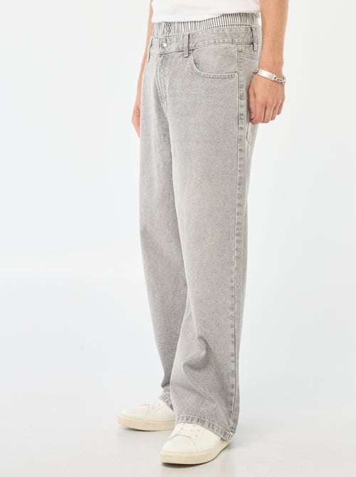 Calças de ganga largas estilo baggy com calções falsos integrados na cintura - Kiabi