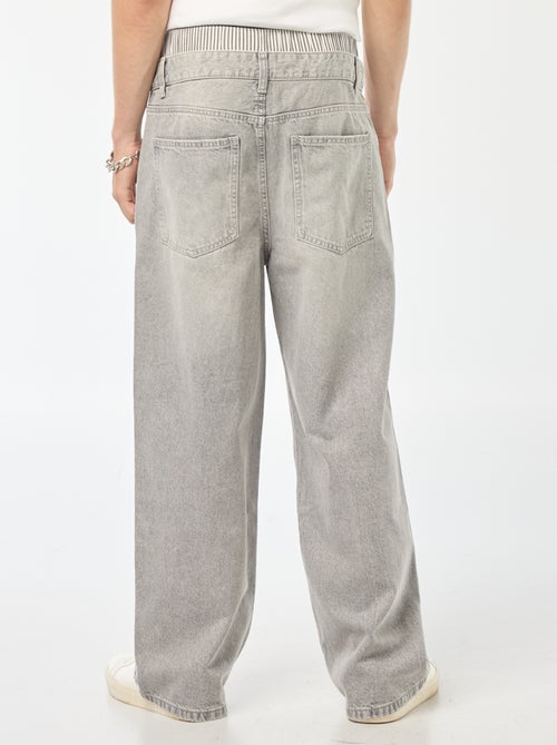 Calças de ganga largas estilo baggy com calções falsos integrados na cintura - Kiabi