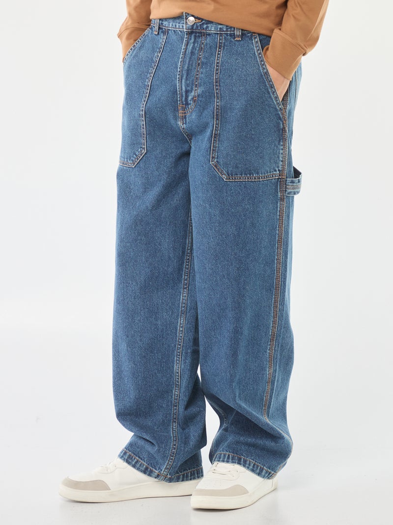 Calças de ganga largas estilo carpenter com 5 bolsos Azul - Kiabi