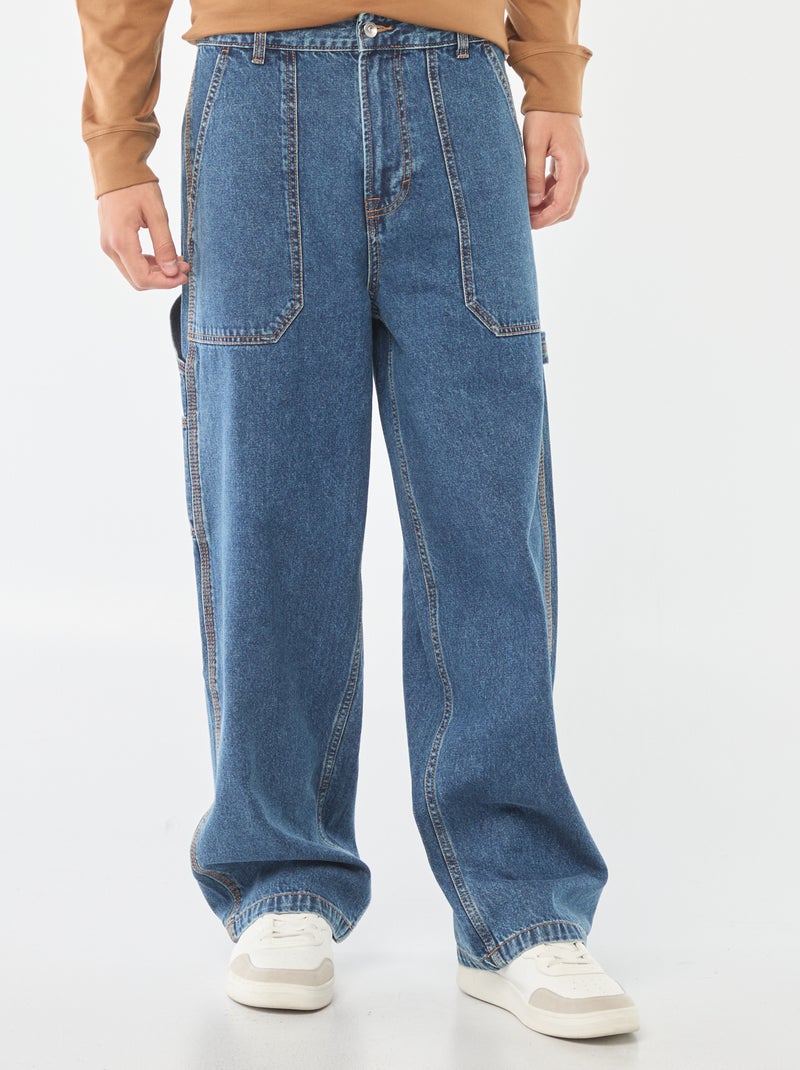 Calças de ganga largas estilo carpenter com 5 bolsos Azul - Kiabi