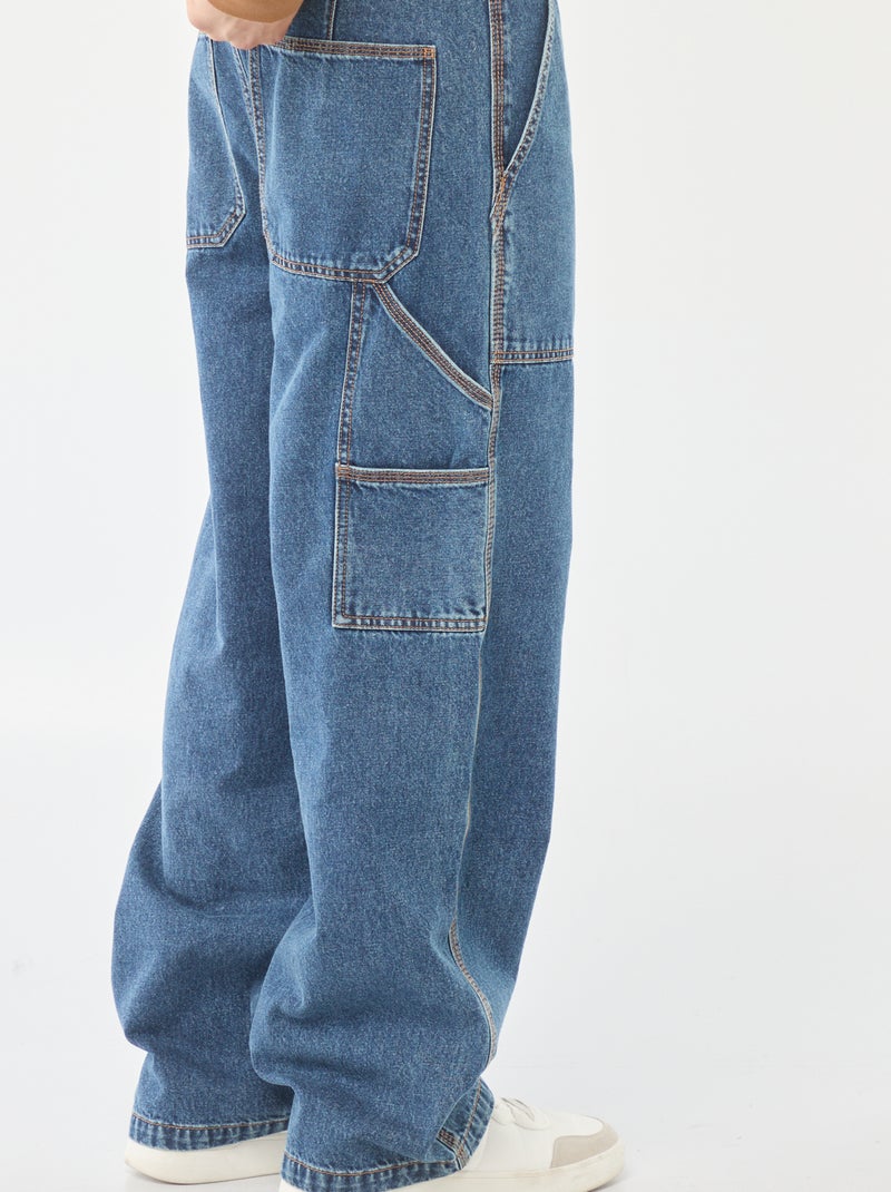 Calças de ganga largas estilo carpenter com 5 bolsos Azul - Kiabi