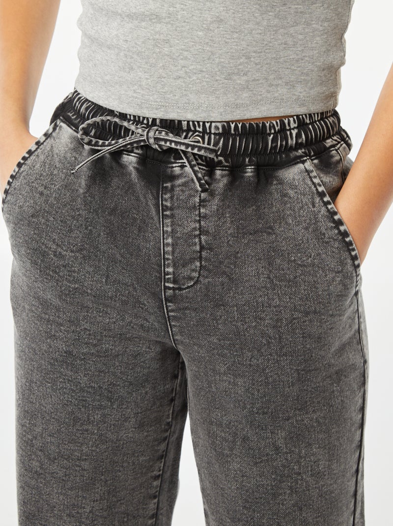 Calças de ganga largas estilo fato de treino CINZA - Kiabi