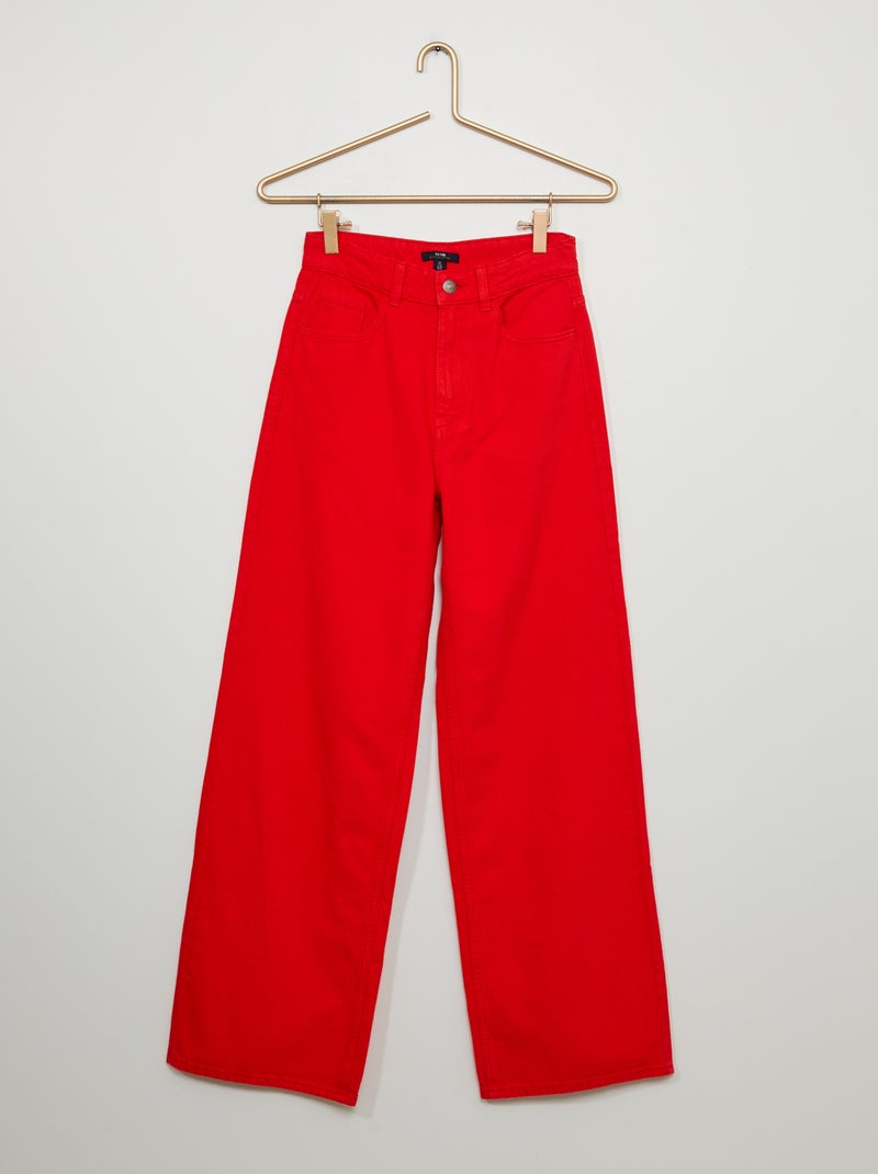 Calças de ganga largas palazzo Vermelho Mesclado - Kiabi