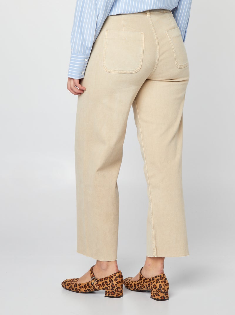 Calças de ganga largas / wide-leg abertura com botões de fantasia BEGE - Kiabi