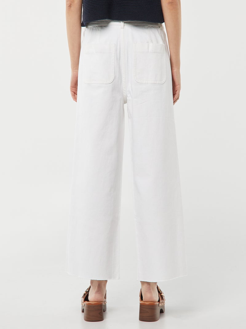 Calças de ganga largas / wide-leg abertura com botões de fantasia Branco - Kiabi