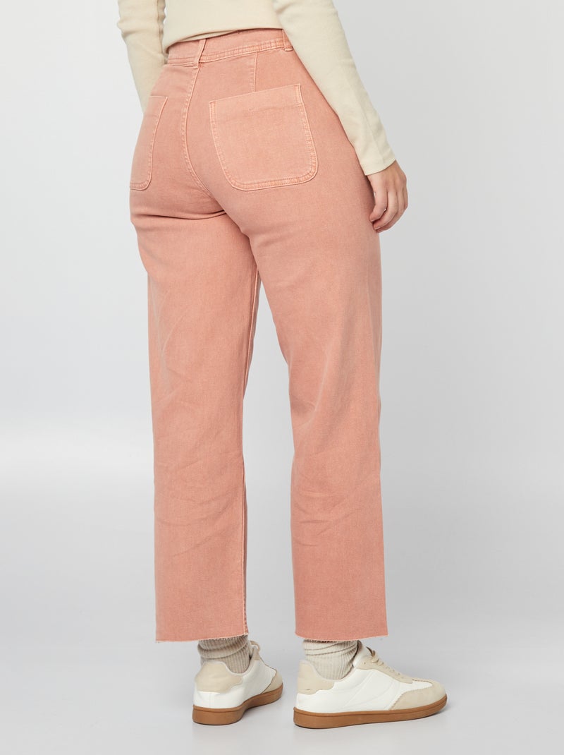 Calças de ganga largas / wide-leg abertura com botões de fantasia ROSA - Kiabi