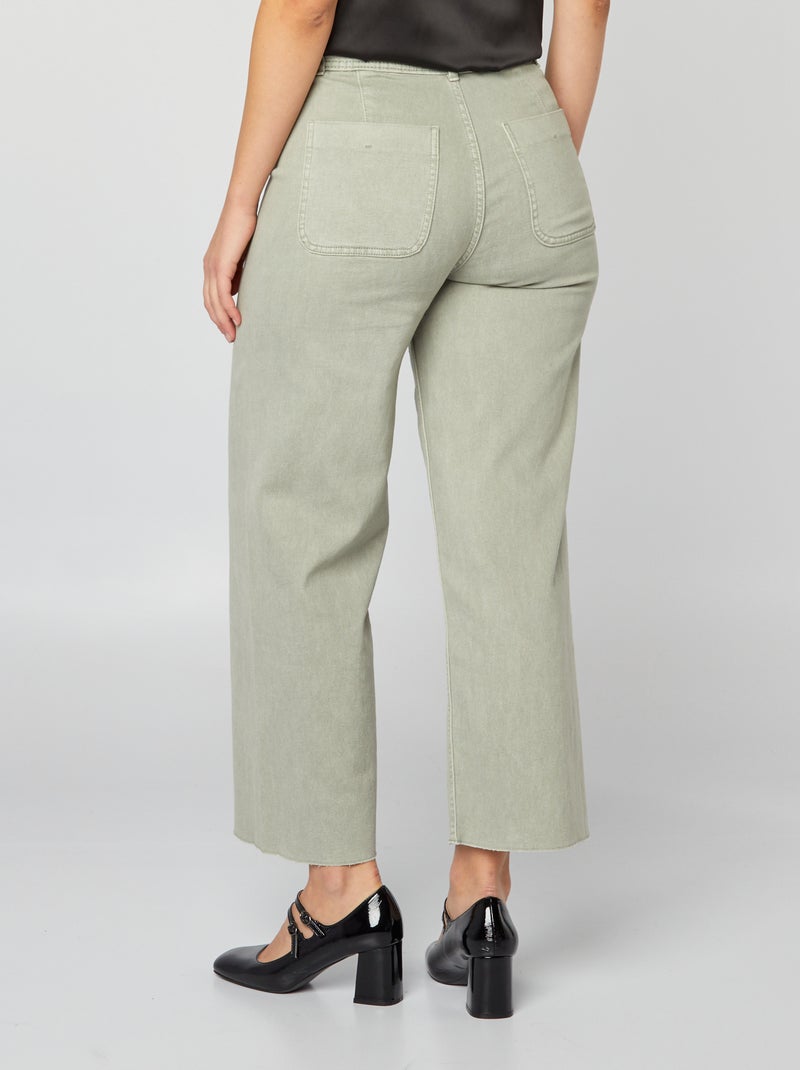 Calças de ganga largas / wide-leg abertura com botões de fantasia VERDE - Kiabi