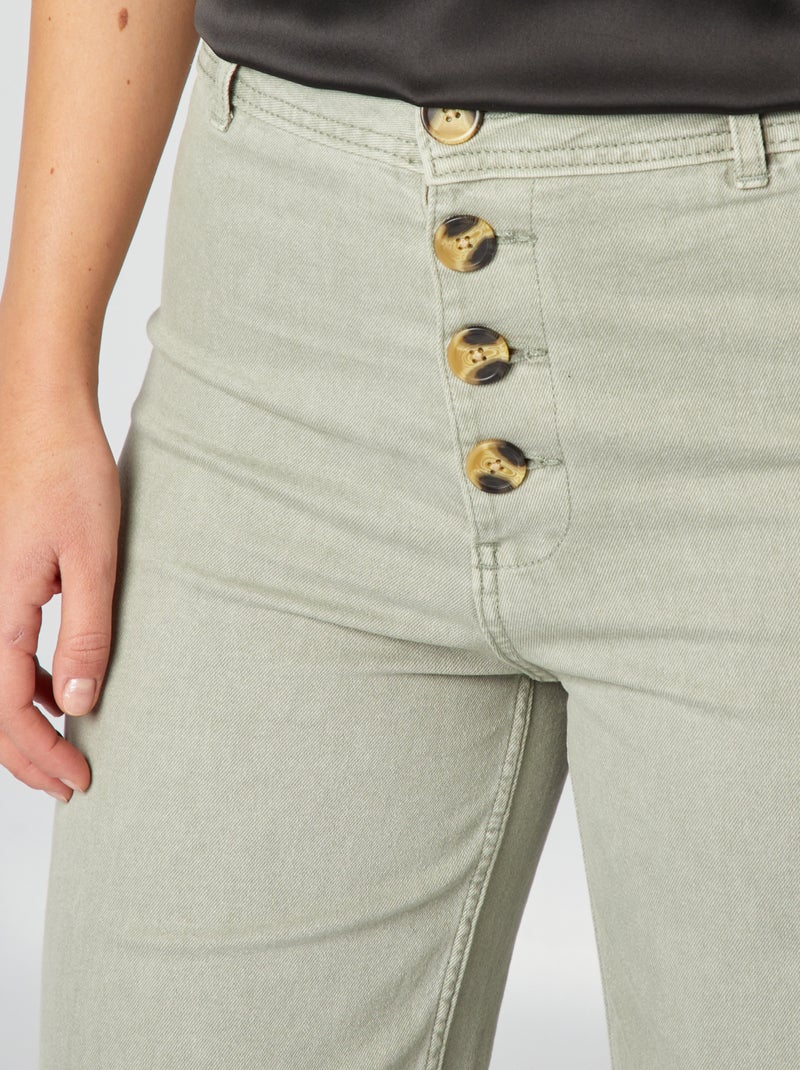 Calças de ganga largas / wide-leg abertura com botões de fantasia VERDE - Kiabi