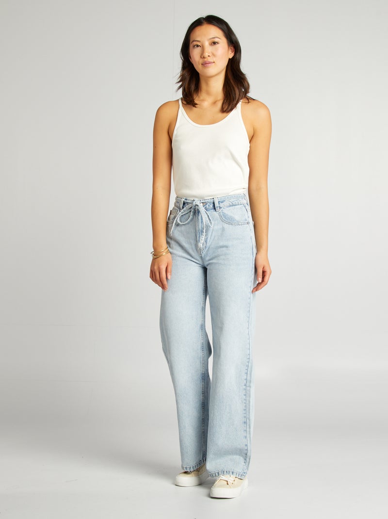 Calças de ganga largas / wide-leg com cintura subida AZUL - Kiabi