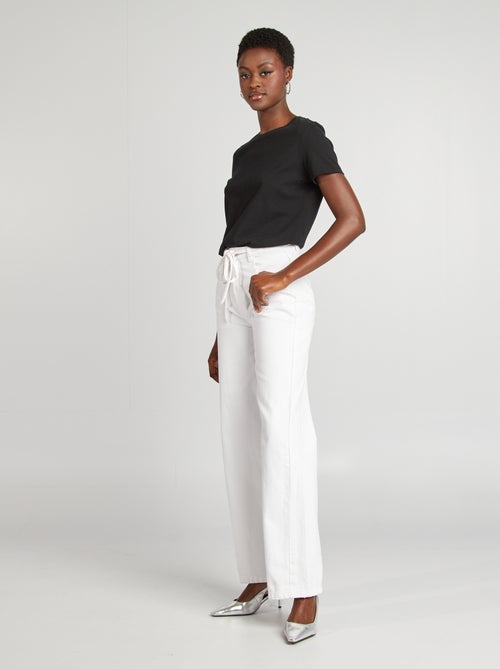 Calças de ganga largas / wide-leg com cintura subida - Kiabi