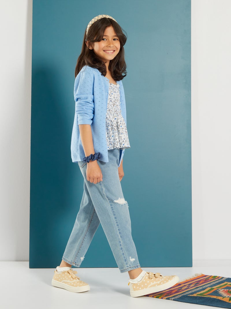 Calças de ganga mom com 5 bolsos AZUL - Kiabi