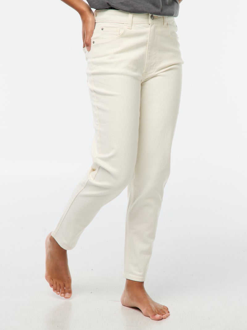 Calças de ganga mom com 5 bolsos L34 Branco - Kiabi