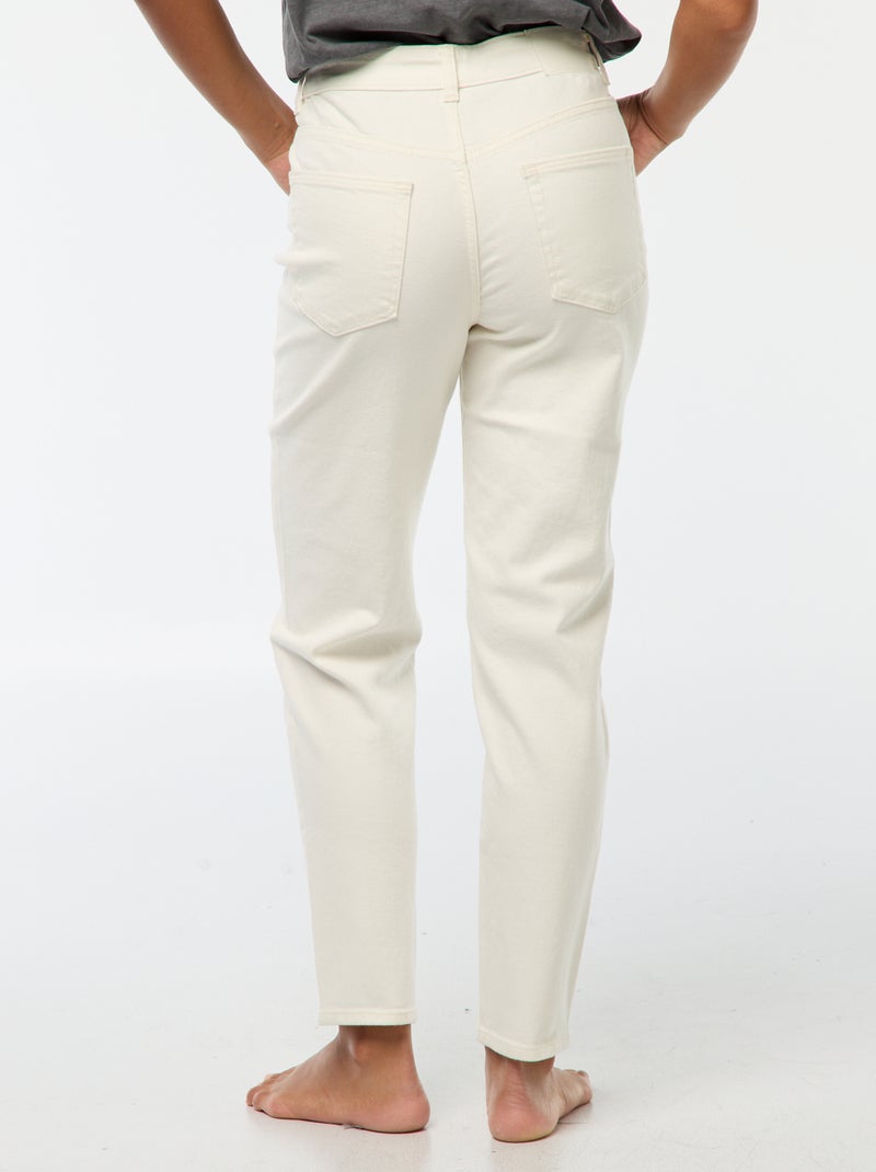 Calças de ganga mom com 5 bolsos L34 Branco - Kiabi