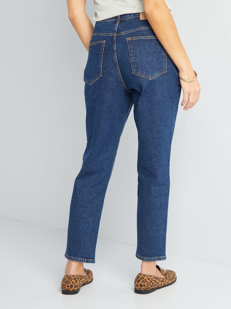 Calças de ganga mom com cintura muito subida  - L34 AZUL - Kiabi