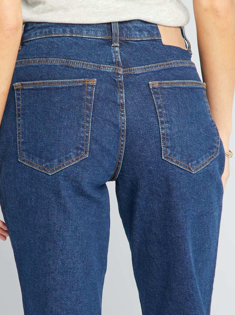 Calças de ganga mom com cintura muito subida  - L34 AZUL - Kiabi