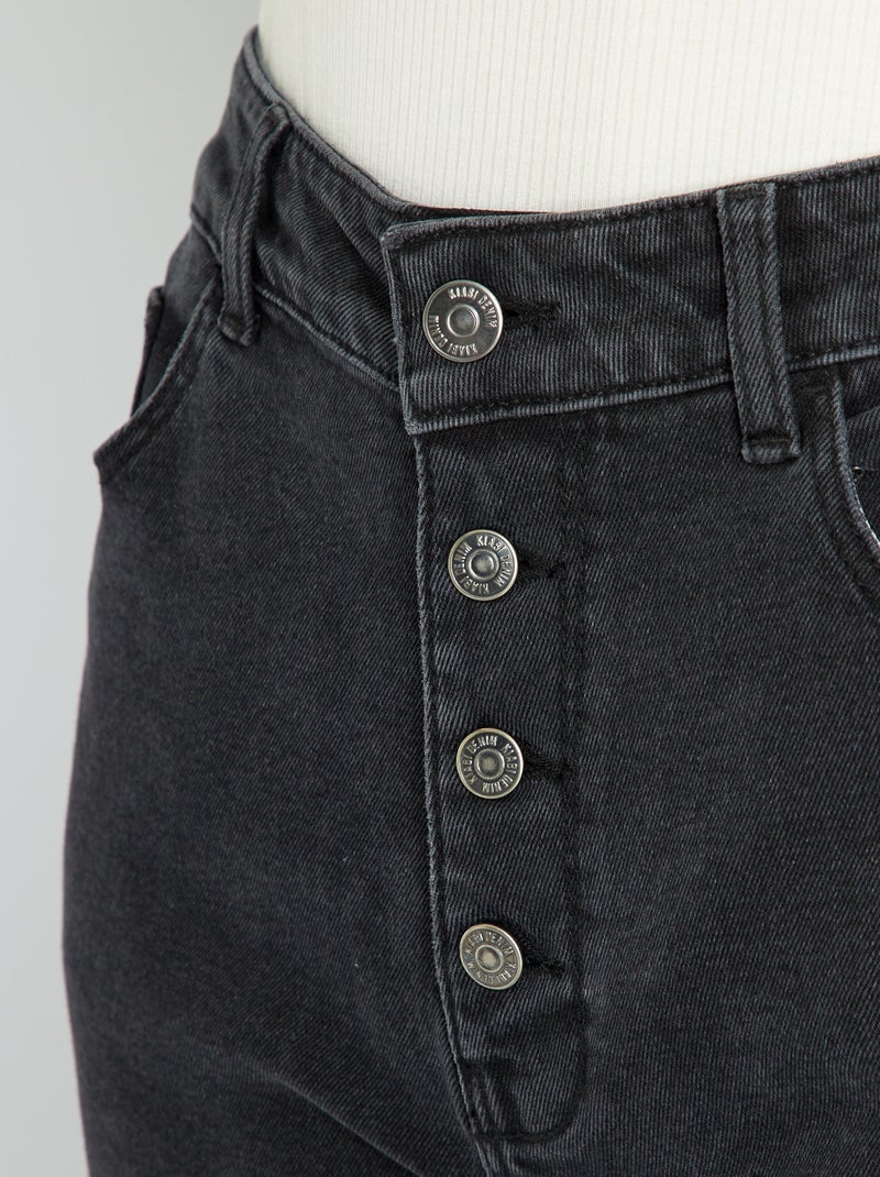 Calças de ganga mom com cintura muito subida  - L34 PRETO - Kiabi