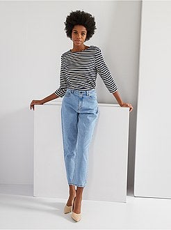 Calças de ganga mom com cintura muito subida - Kiabi