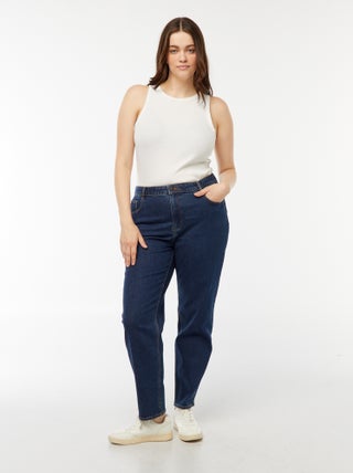Calças de ganga mom com cintura subida  - L28