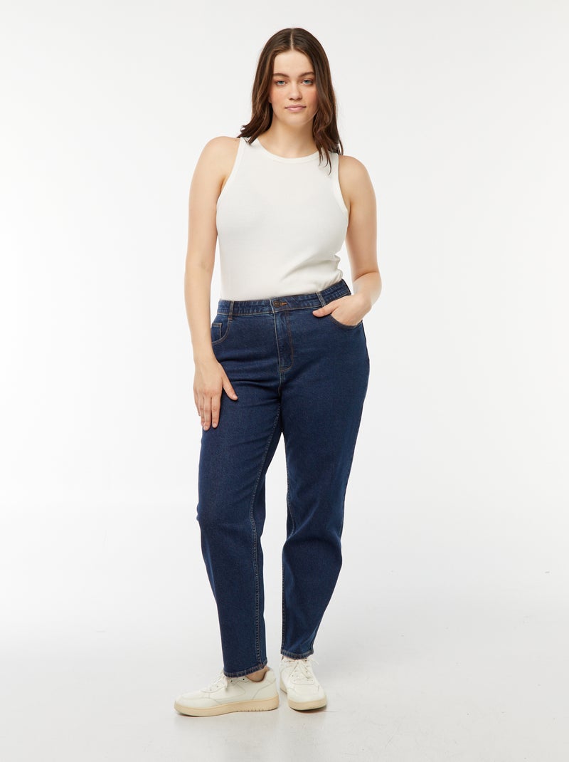 Calças de ganga mom com cintura subida  - L28 Azul - Kiabi