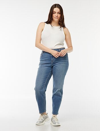 Calças de ganga mom com cintura subida - L28