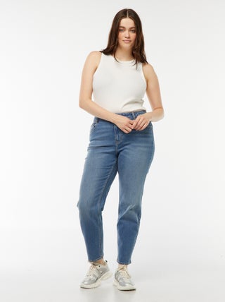 Calças de ganga mom com cintura subida  - L28