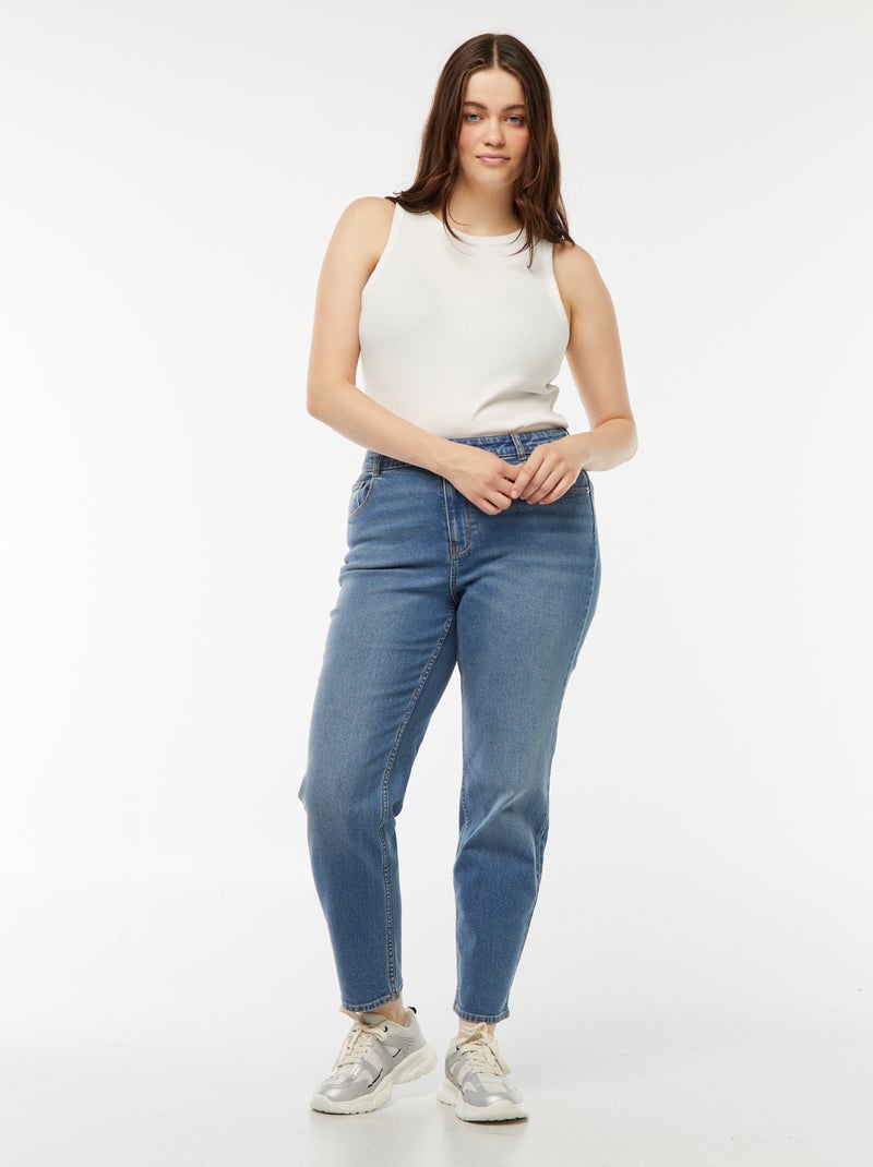 Calças de ganga mom com cintura subida  - L28 Azul - Kiabi