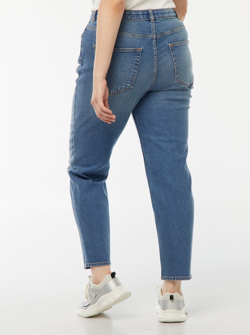 Calças de ganga mom com cintura subida  - L28 Azul - Kiabi