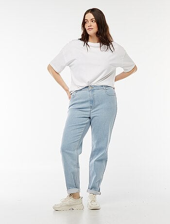 Calças de ganga mom com cintura subida - L28