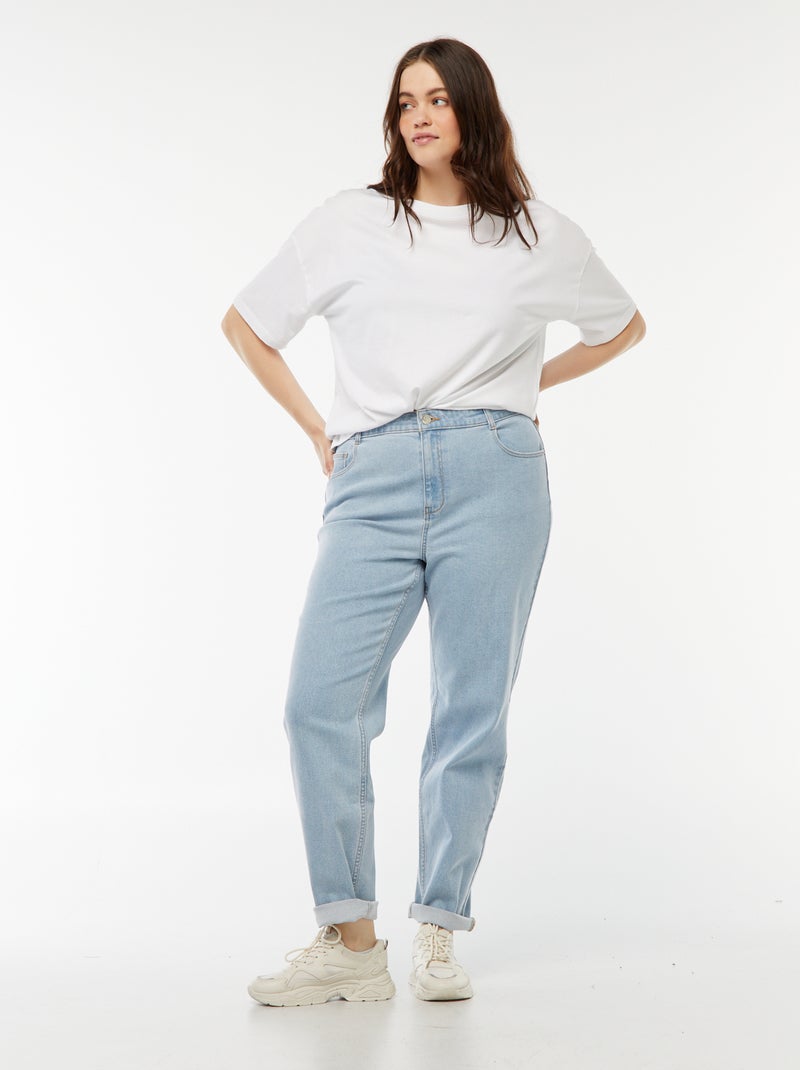 Calças de ganga mom com cintura subida  - L28 Azul - Kiabi
