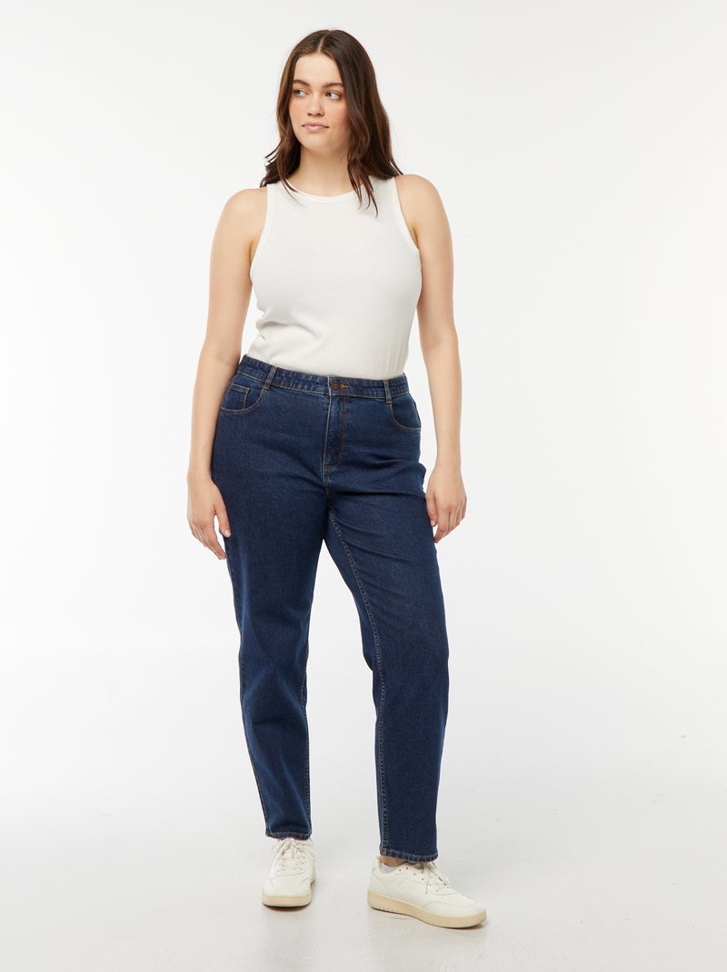 Calças de ganga mom com cintura subida  - L30 Azul - Kiabi
