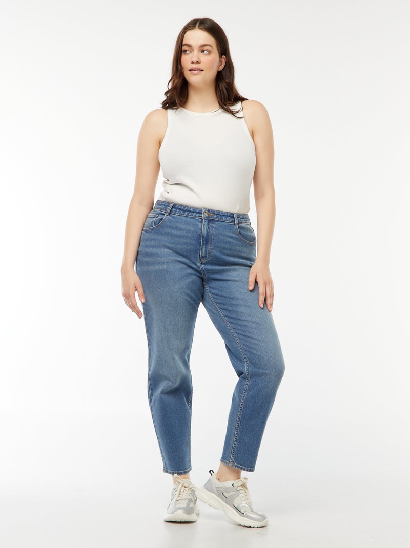 Calças de ganga mom com cintura subida  - L30 Azul - Kiabi