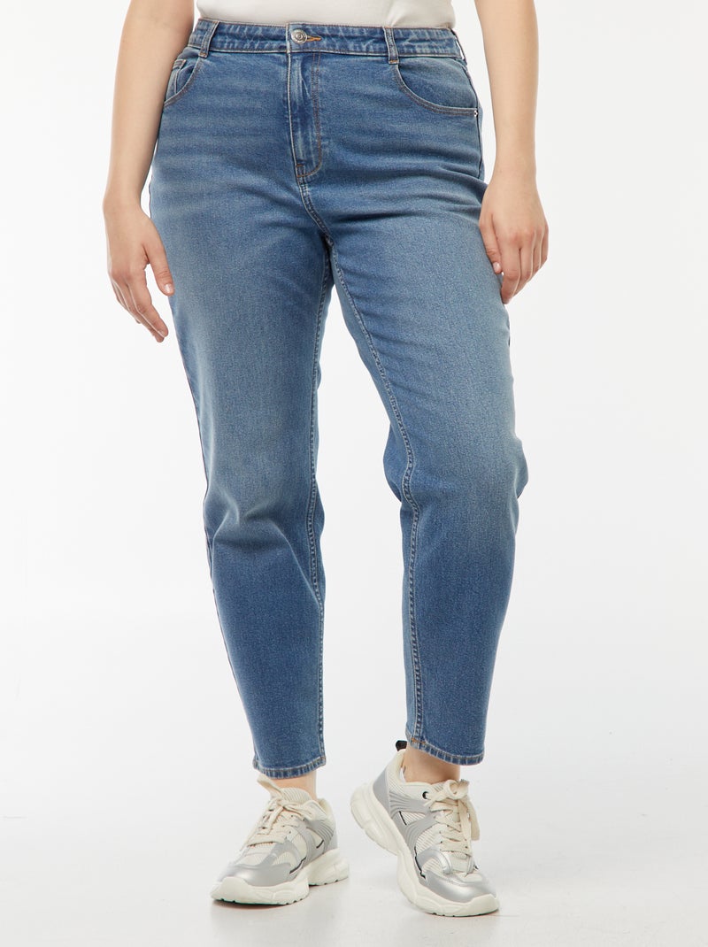 Calças de ganga mom com cintura subida  - L30 Azul - Kiabi