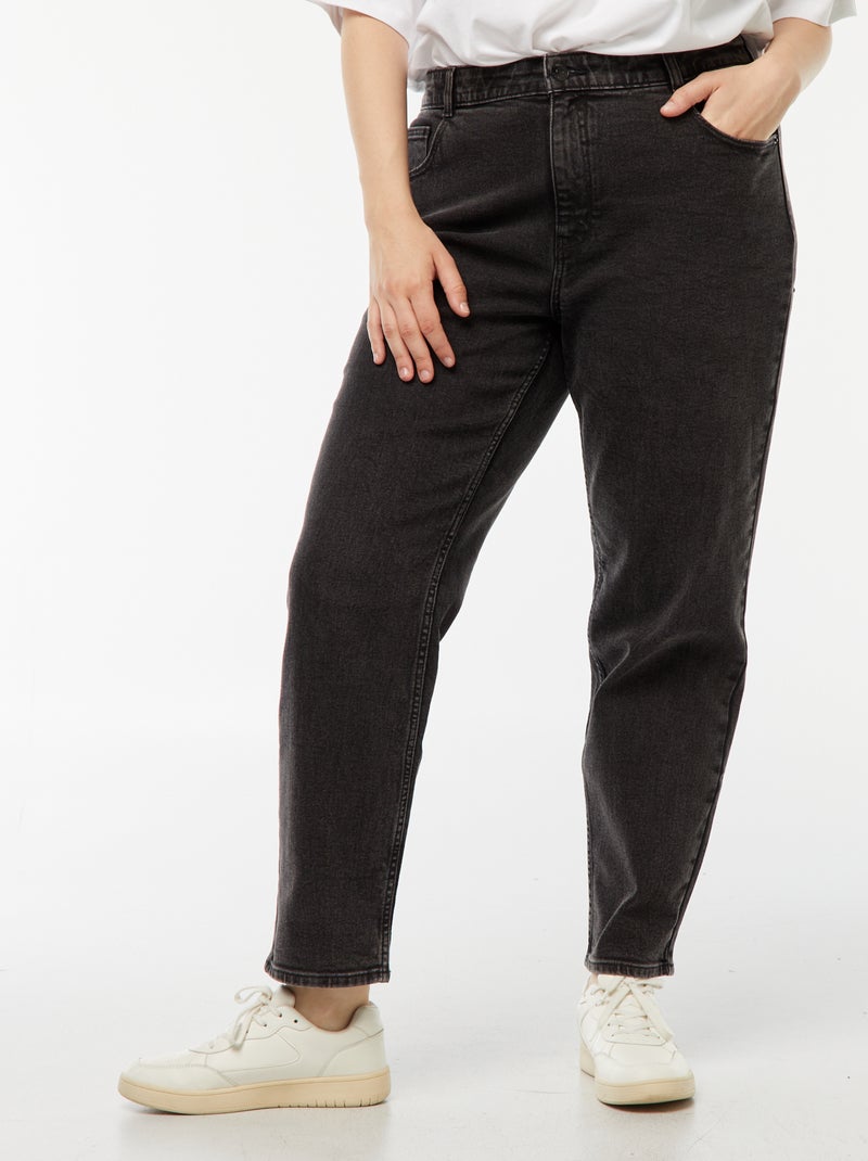 Calças de ganga mom com cintura subida  - L30 Preto - Kiabi
