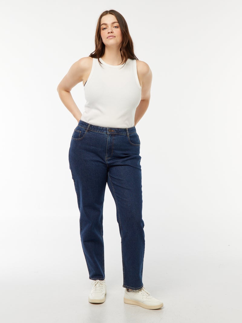 Calças de ganga mom com cintura subida  - L34 Azul - Kiabi