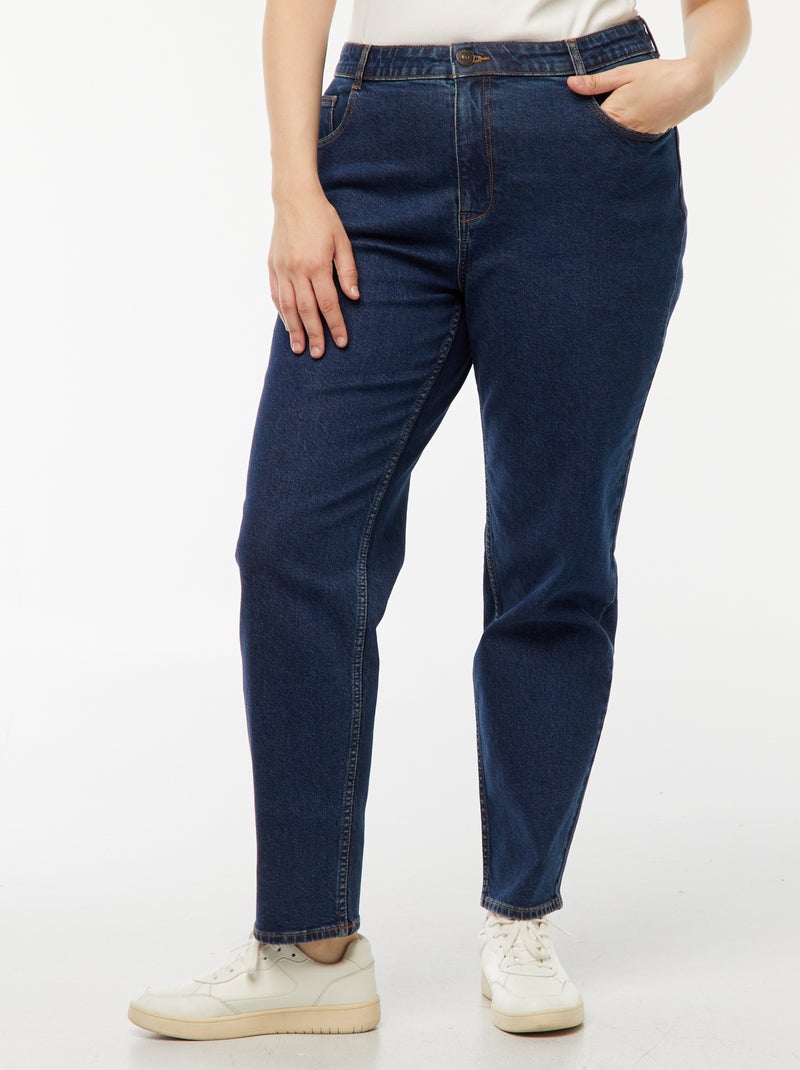 Calças de ganga mom com cintura subida  - L34 Azul - Kiabi
