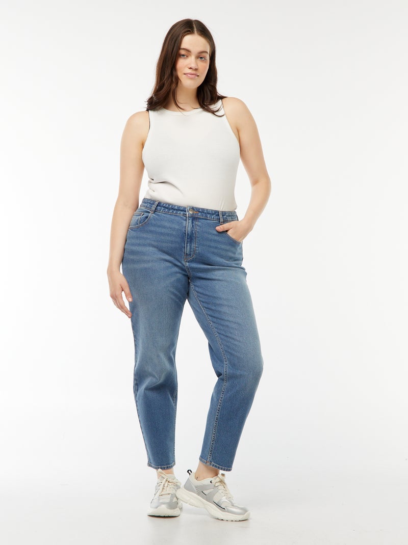 Calças de ganga mom com cintura subida  - L34 Azul - Kiabi