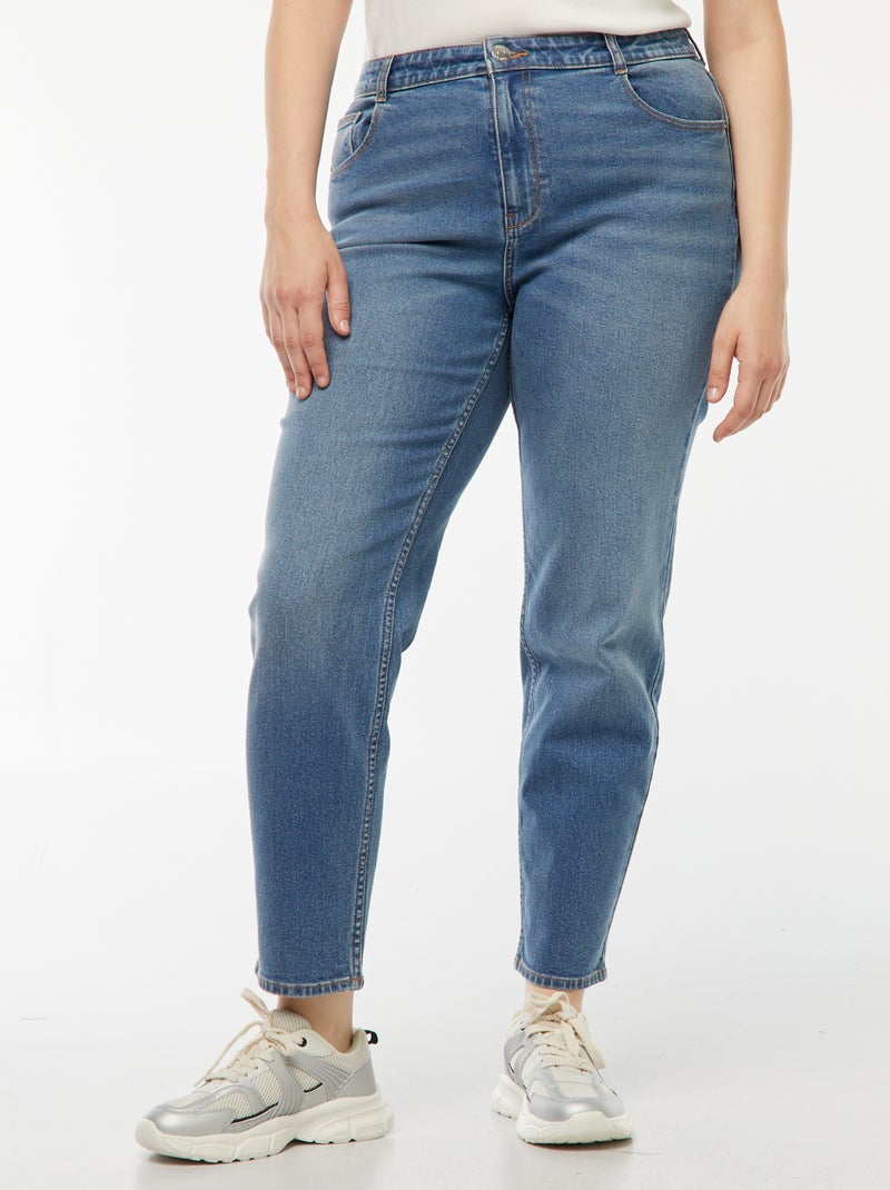 Calças de ganga mom com cintura subida  - L34 Azul - Kiabi