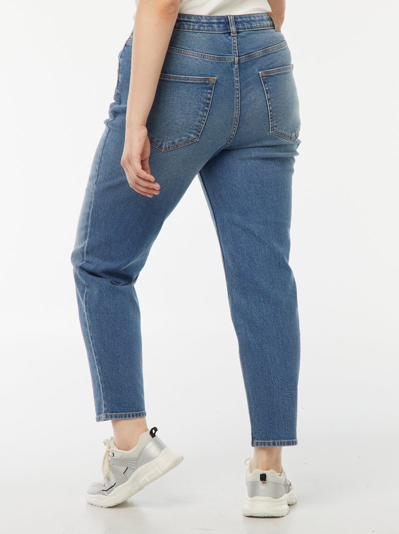 Calças de ganga mom com cintura subida  - L34 Azul - Kiabi