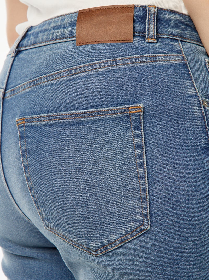 Calças de ganga mom com cintura subida  - L34 Azul - Kiabi