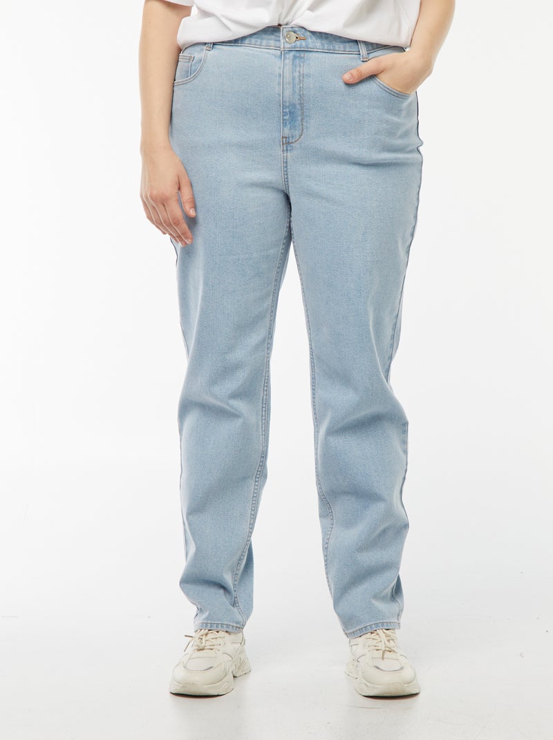 Calças de ganga mom com cintura subida  - L34 Azul - Kiabi